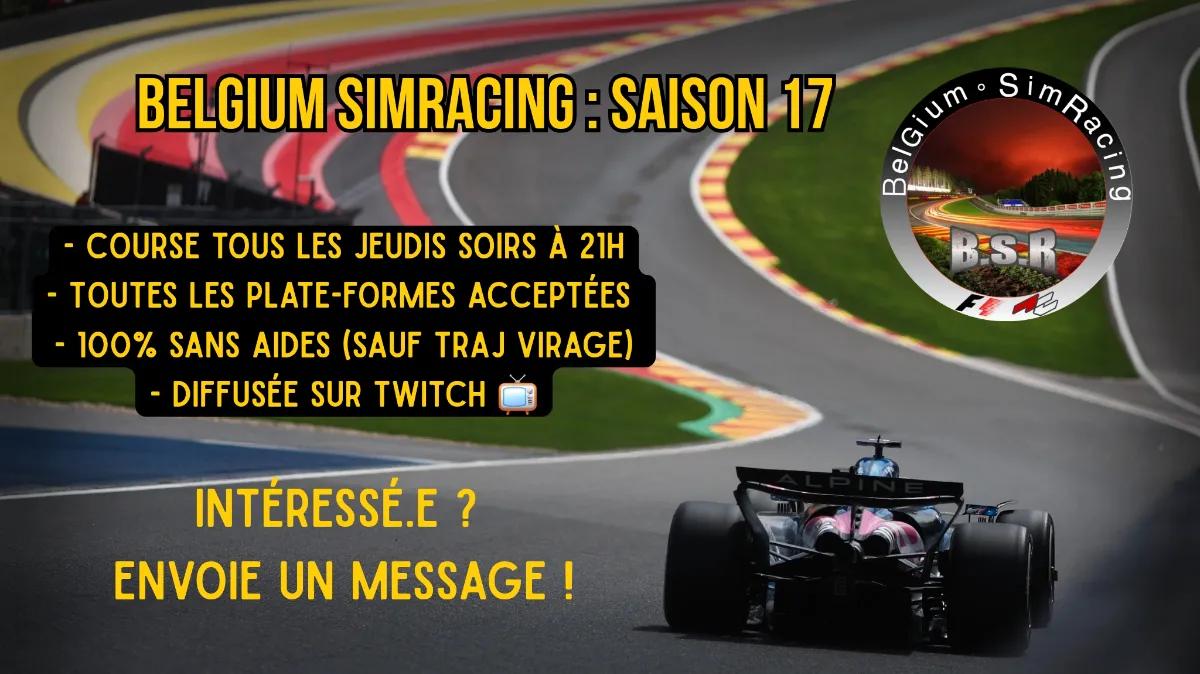 Saison 17 de la Belgium SimRacing - On recherche des pilotes !