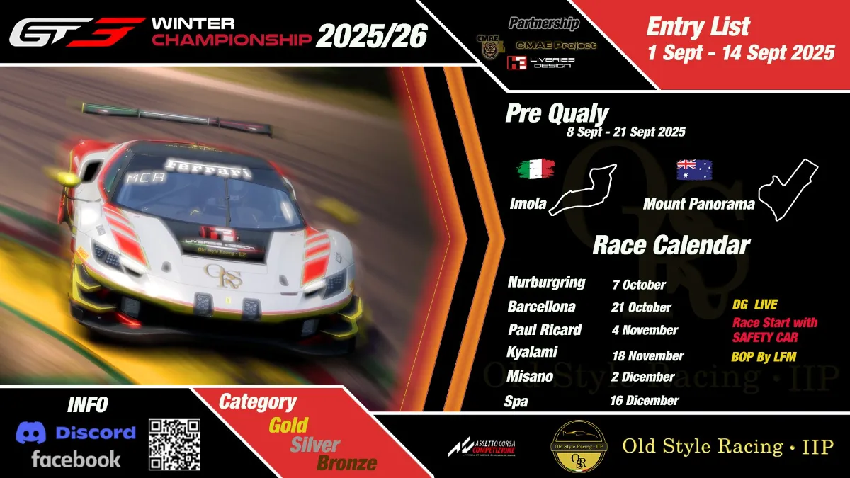 !! ️ CHAMPIONNAT D'HIVER GT3 2025/2026 !! ️