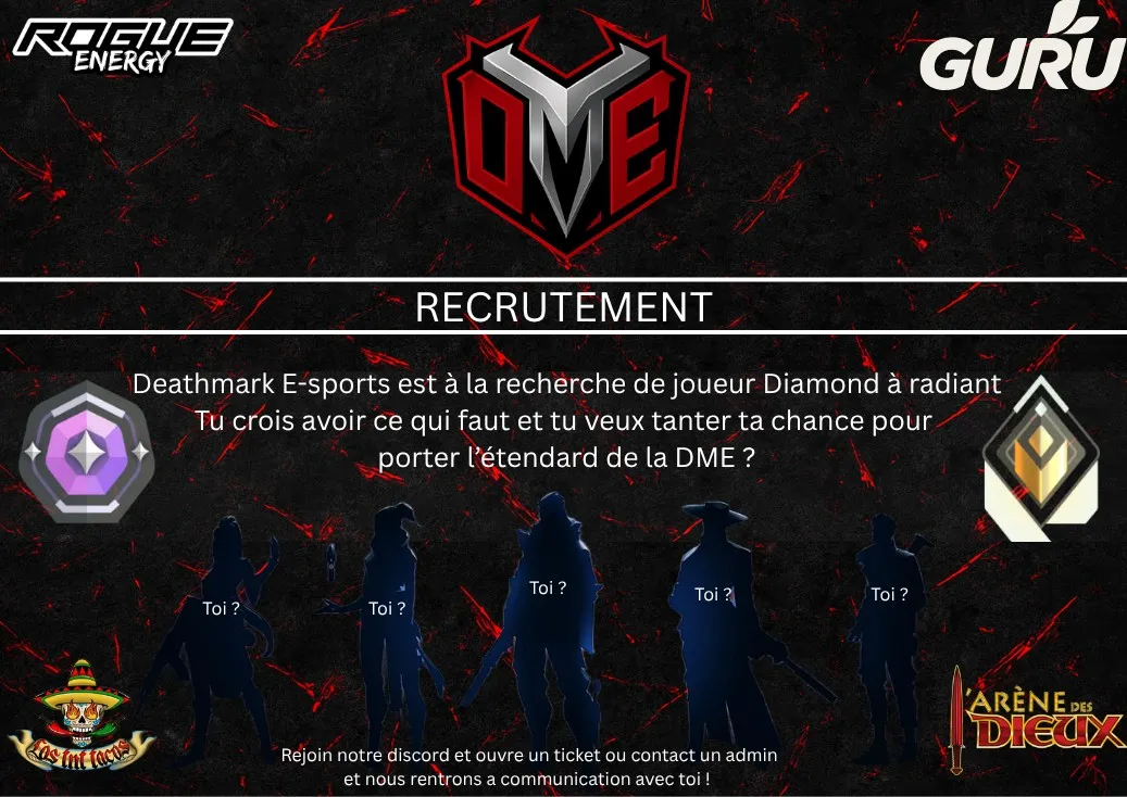 Deathmark e-sports recherche joueur Diamond à radiant sur VALORANT