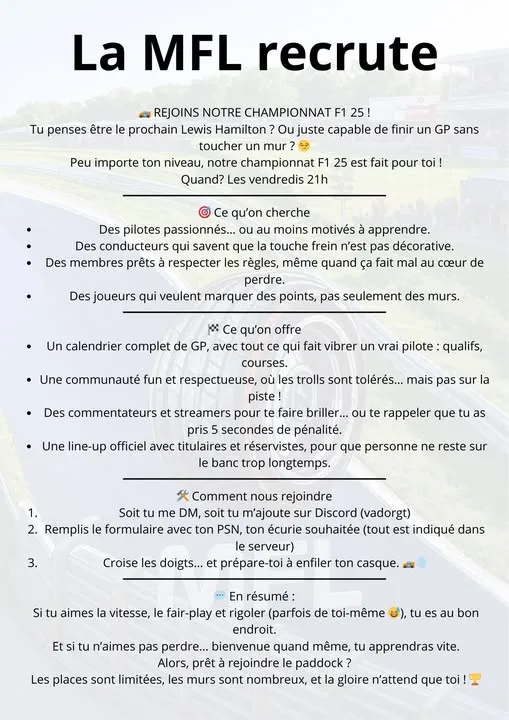 LA MFL RECRUTE