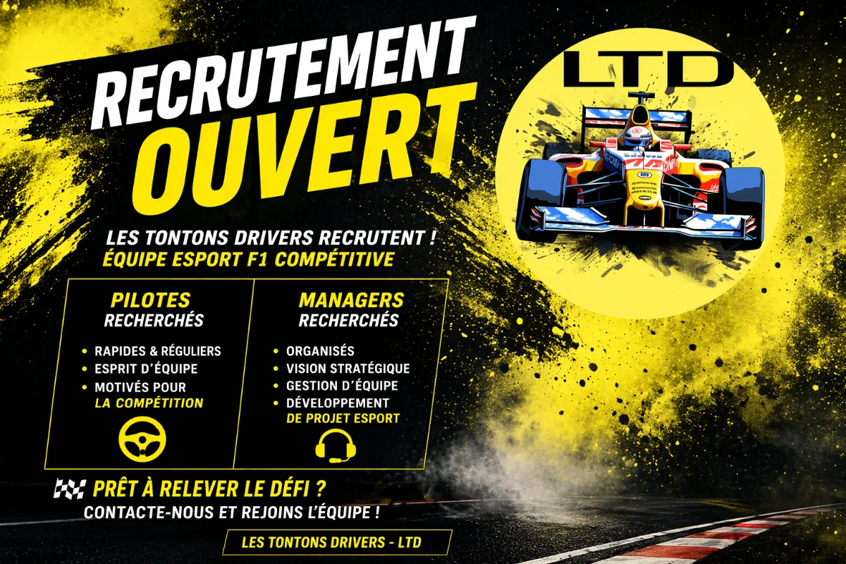 Pilotes F1 compétitifs pour le pôle esport LTD