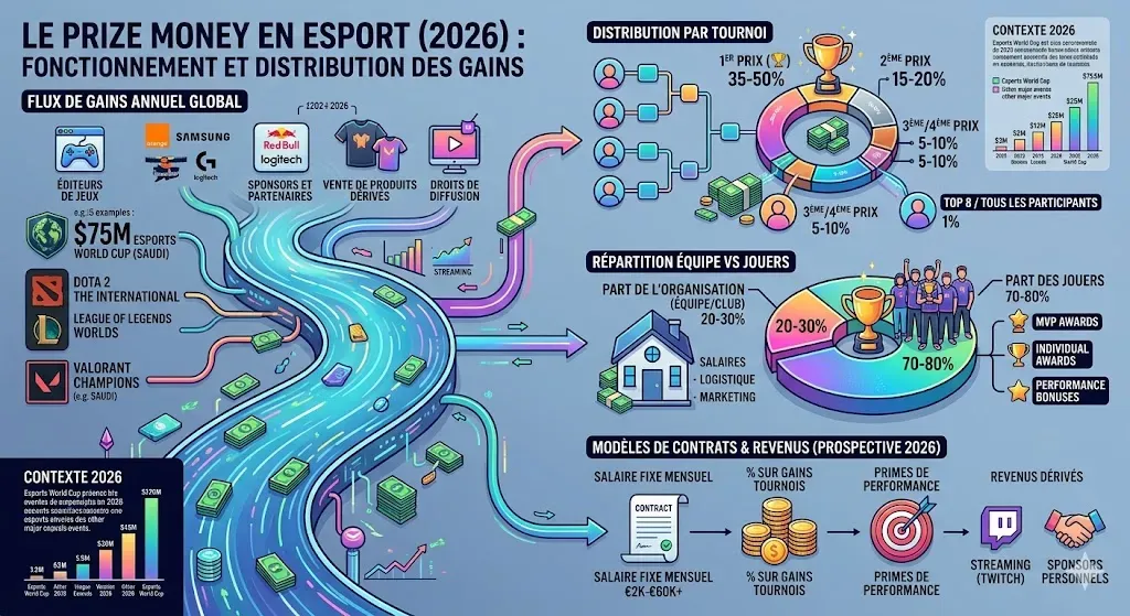 C'est quoi le prize money en esport ? Comment sont distribués les gains ? (2026)