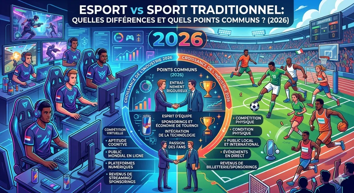Esport vs sport traditionnel : quelles différences et quels points communs ? (2026)