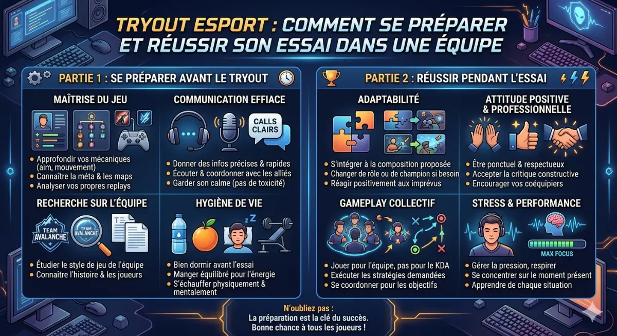 Tryout esport : comment se préparer et réussir son essai dans une équipe (Guide 2026)