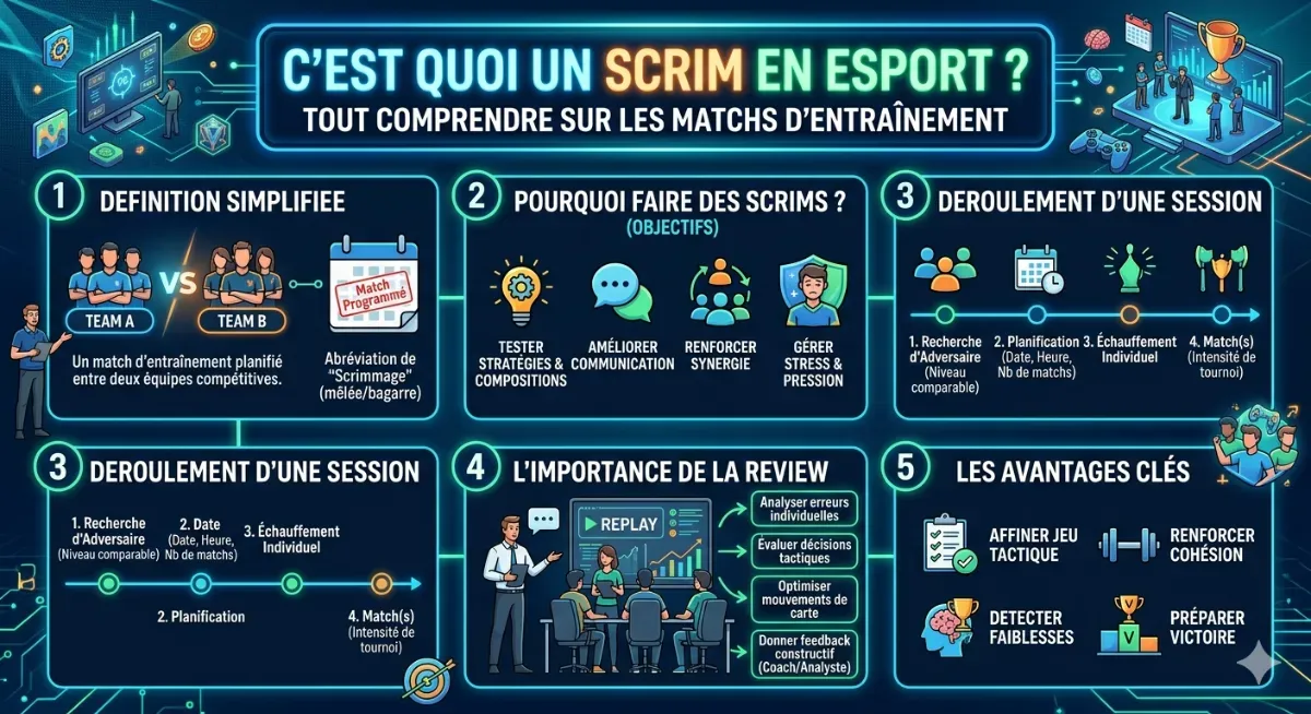 C'est quoi un scrim en esport ? Tout comprendre sur les matchs d'entraînement (2026)
