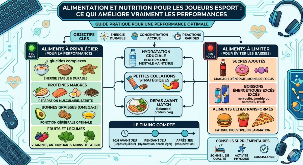 Alimentation et nutrition pour les joueurs esport : ce qui améliore vraiment les performances 