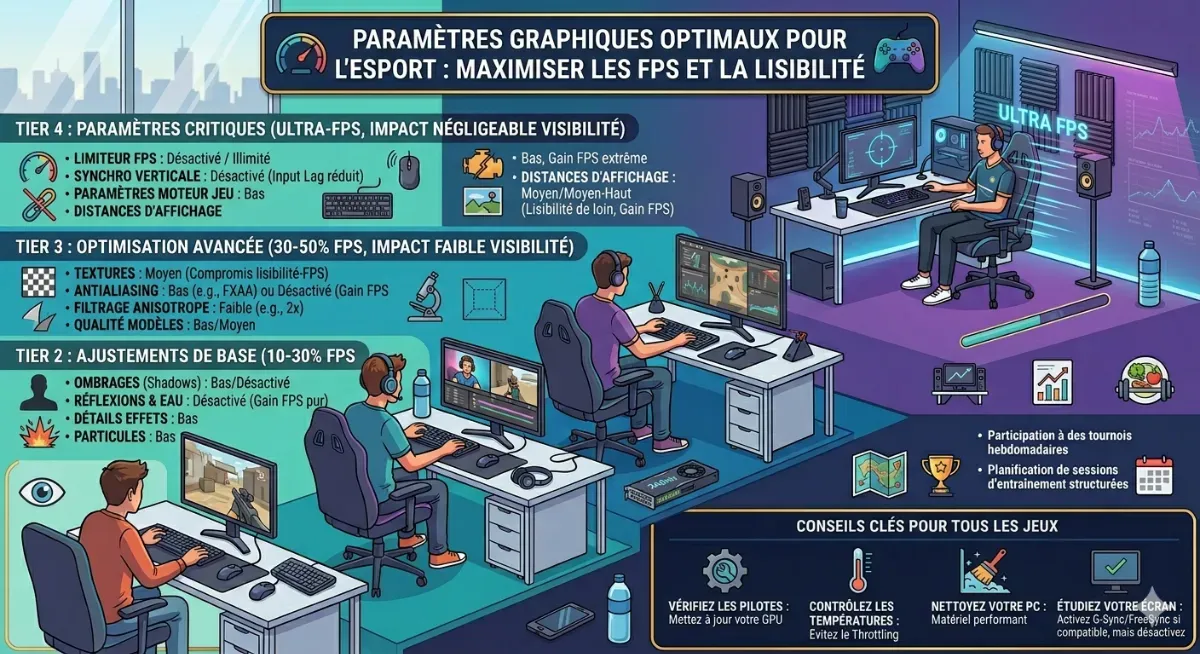 Paramètres graphiques optimaux pour l'esport : maximiser les FPS et la lisibilité