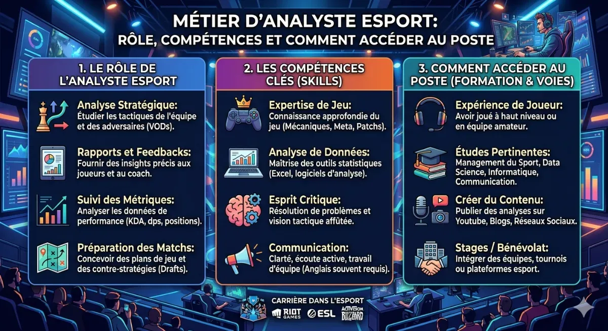 Métier d'analyste esport : rôle, compétences et comment accéder au poste