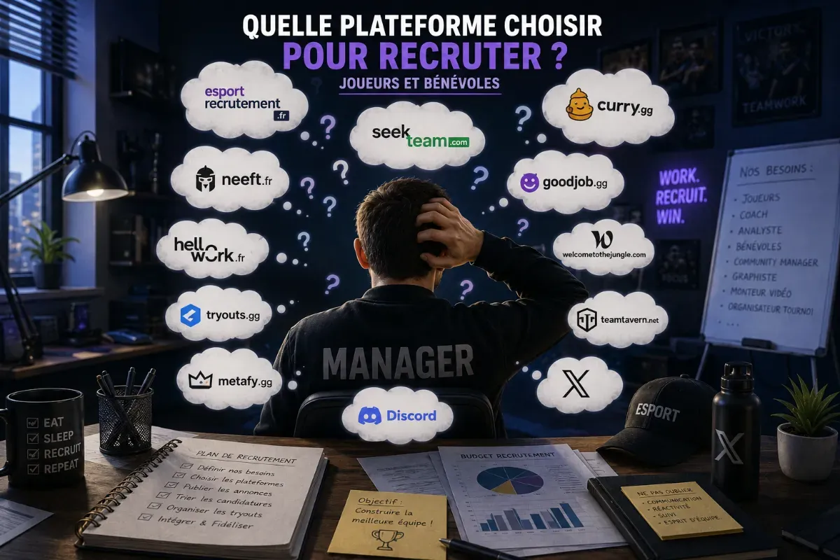 Recrutement esport : toutes les plateformes comparées pour trouver joueurs et staff 