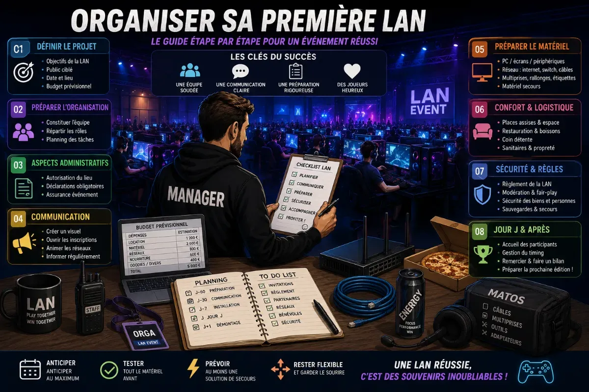Organiser sa première LAN esport : logistique, réseau et bénévoles