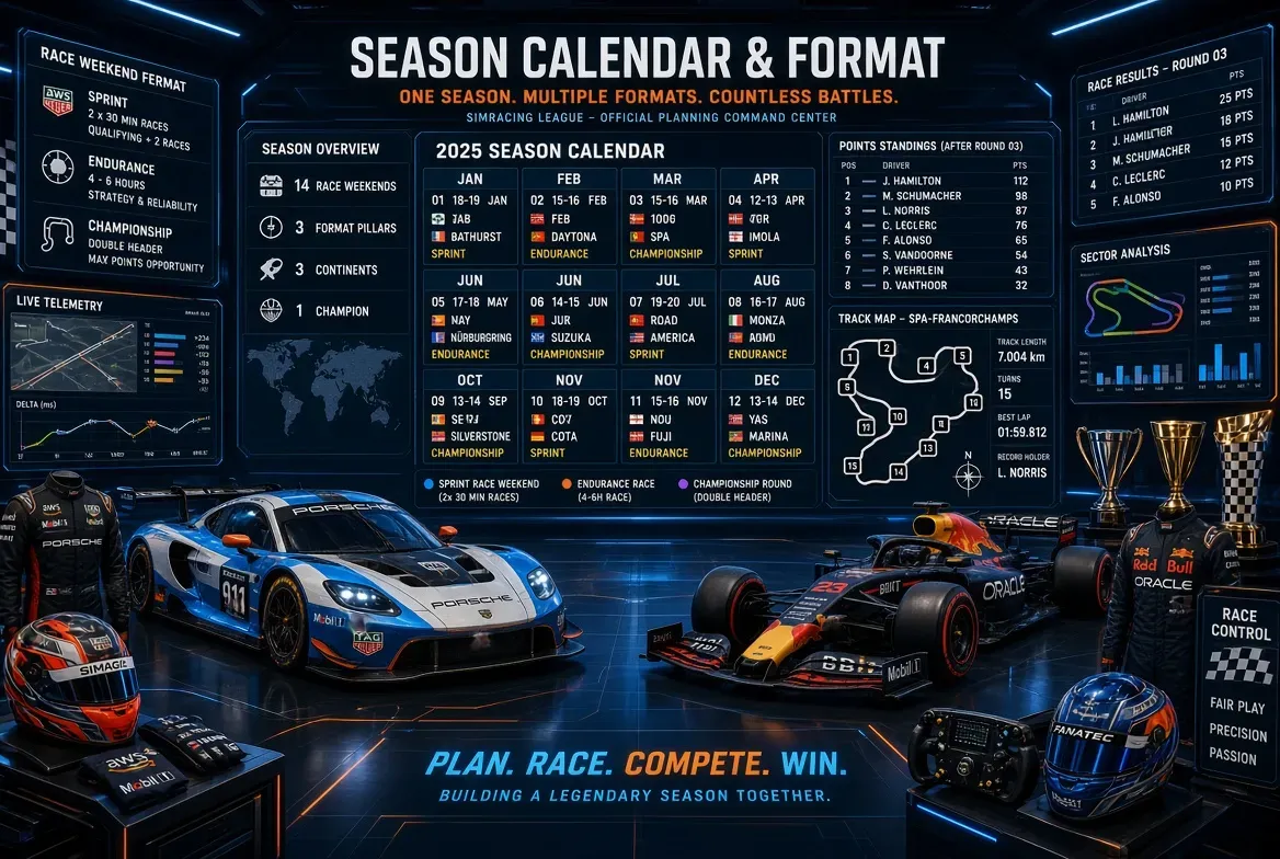 Calendrier et format de saison : comment planifier sa ligue de simracing